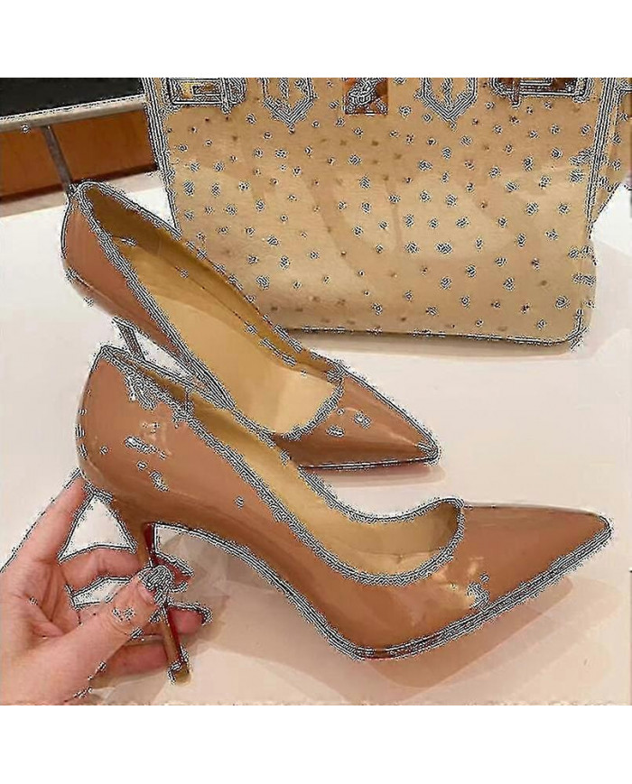 Escarpins sexy à fond rouge pour femmes - Chaussures fines à talons hauts à bout pointu (6 cm / 8 cm / 10 cm) - [...]