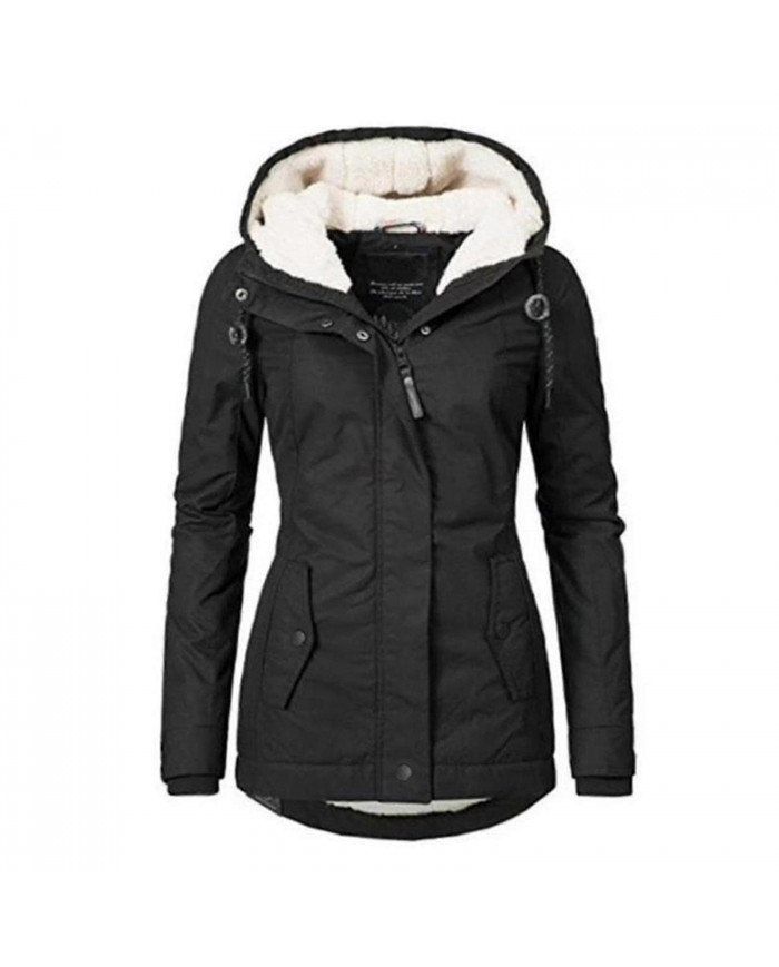 Imperméable à l’eau Chaud à capuche Manteau d’hiver Thickend Polaire Doublé Coton Manteau Pour Femmes
