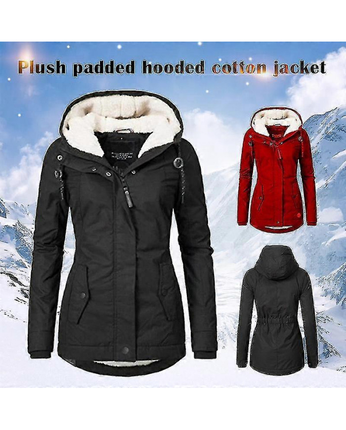 Imperméable à l’eau Chaud à capuche Manteau d’hiver Thickend Polaire Doublé Coton Manteau Pour Femmes