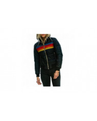 Femmes Arc-en-ciel Zip-up Hiver Down Casual Rayé Capuche Doudoune