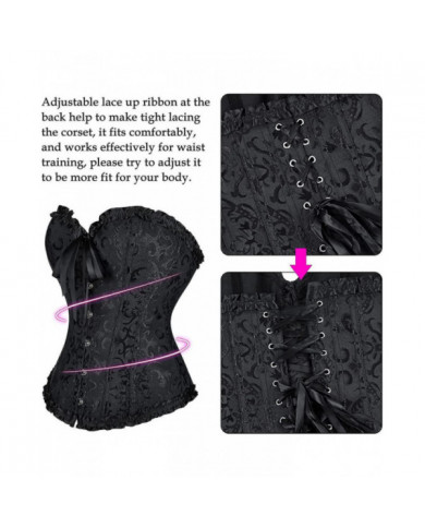 Szivyshi Women's Overbust Sweetheart Lace Up Plastic Bones Corset Bustier Top