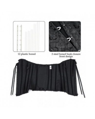 Szivyshi Women's Overbust Sweetheart Lace Up Plastic Bones Corset Bustier Top