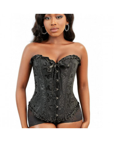 Szivyshi Women's Overbust Sweetheart Lace Up Plastic Bones Corset Bustier Top