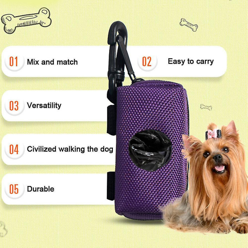 Portable Zipper Pet Puppy Poop Pick-up Bags Garbage Bag Storage Holder Hook Pouch Waste Bag Dispenser Pet Supplies