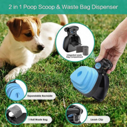 Pet Pooper Scooper, Portable Poop Scoop For Dogs And Cats With Bag Dispenser-blue