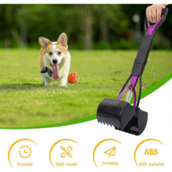 Foldable Poop Scooper For Dogs And Cats Pet Long Handle Pooper Scooper Black & Purple (purple)