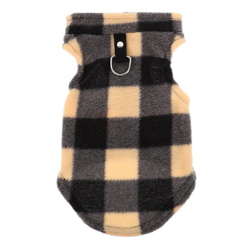 Checked Dog Vest Puppy Pet Clothing Dog D-ring Leash Attachment Dog Vest