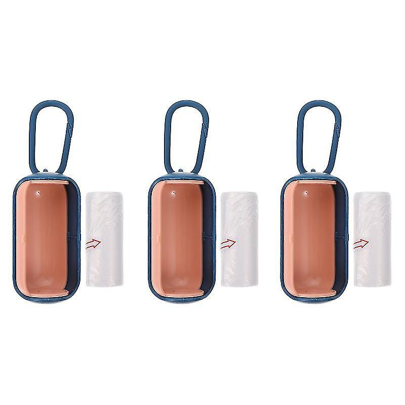 4.3X4.3x8.4cm navy pet waste bags 3pcs dog poop bags dispensers holders containers with 45pcs garbag