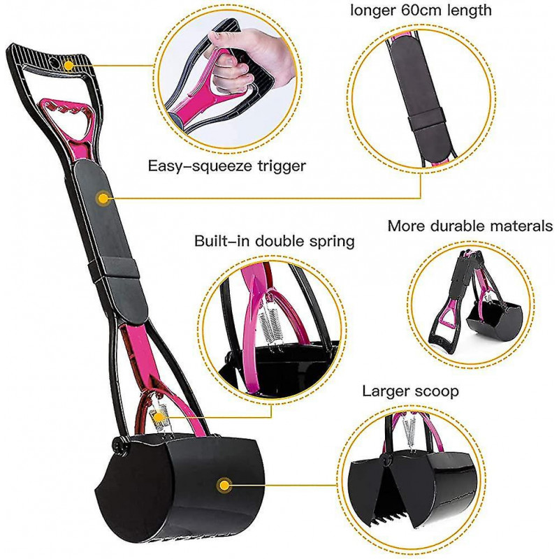 Scooper pliable pour chiens et chats Pet Long Handle Pooper Scooper