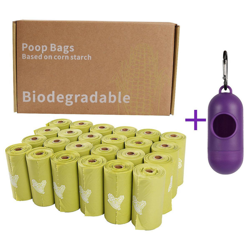 Pet Poop Waste Bags Made With Recycled Corn Starch Base Eco-friendly Biodegradable Compostable Portable Bag Separator