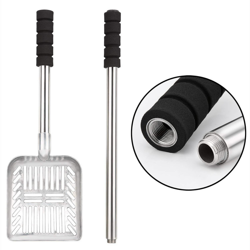 Metal Scoop With Deep Shovel And Long Handle Detachable Stainless Steel Non-Stick Sifter With Foam Metal Scoop With Deep Shovel And Long Handle Detachable Stainless Steel Non-Stick Sifter With Foam