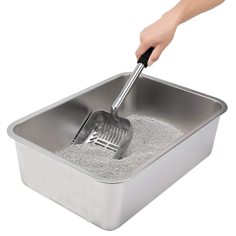 Metal Scoop With Deep Shovel And Long Handle Detachable Stainless Steel Non-Stick Sifter With Foam Metal Scoop With Deep Shovel And Long Handle Detachable Stainless Steel Non-Stick Sifter With Foam