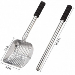 Metal Scoop With Deep Shovel And Long Handle Detachable Stainless Steel Non-Stick Sifter With Foam
