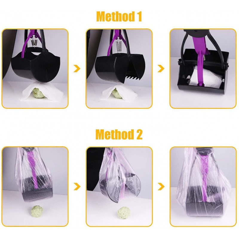 Scooper de caca pliable pour chiens et chats Pet Long Handle Pooper Scooper, facile à ramasser caca, noir violet [...]