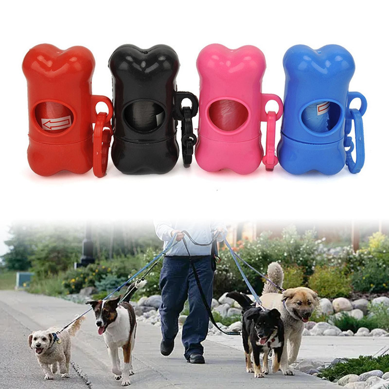 Bone Shape Garbage Clean Pet Waste Poo Bag Convenient Dog Portable 1pc Mode