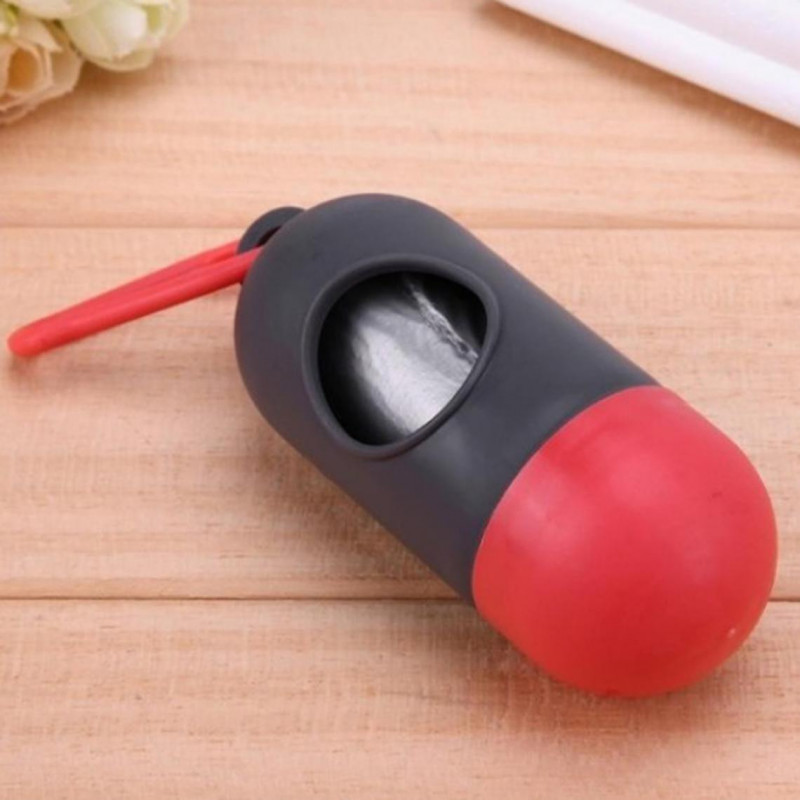 Plastic Dog Bag Dispensers + Pet Waste Poop Bags Dark Gray Red Plastic Dog Bag Dispensers + Pet Waste Poop Bags Dark Gray Red