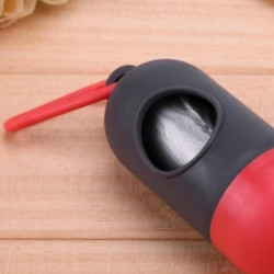 Plastic Dog Bag Dispensers + Pet Waste Poop Bags Dark Gray Red