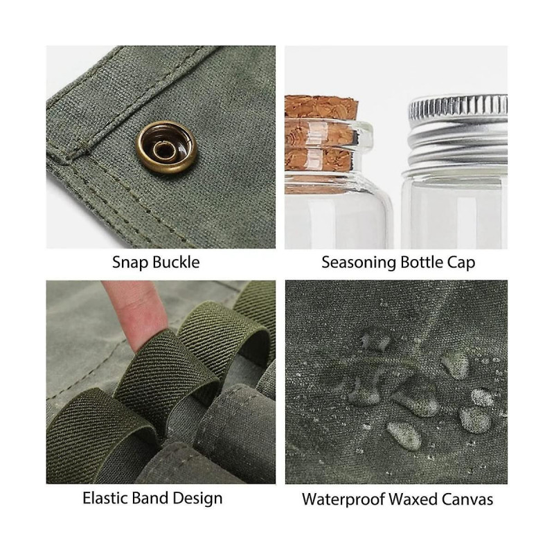 Canvas Seasoning Storage Bag Organizer Seasoning Bottles Holder With Mini Condiment With 9 Spice Ja