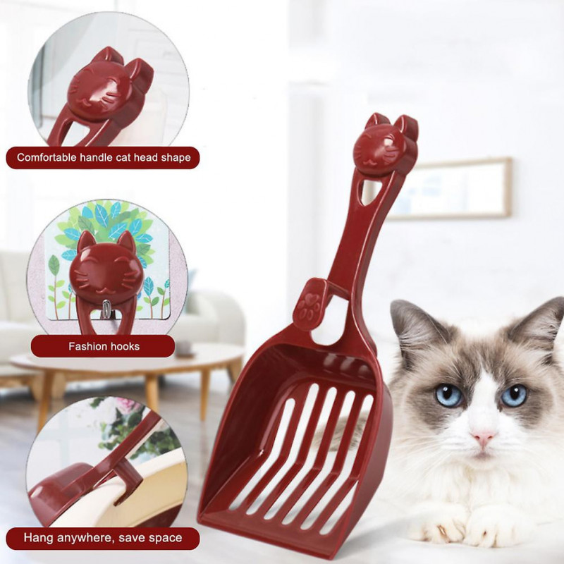 Cute Cat Head Hollow Litter Shovel Dog Waste Scooper Pet Cleaning Supply Tool