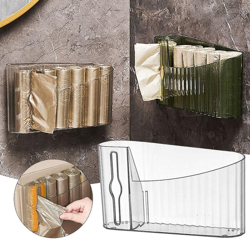 Plastic Garbage Bag Storage Case Space Saving Trash Bag Holder for Kitchen
