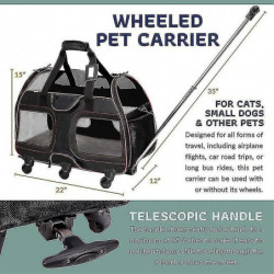Removable Wheels Soft Face Dog Cat Carrying Pet Bag Telescopic Walking Handle Mesh Ventilation Windo