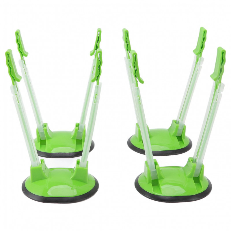 Plastic Bag Holder Rack Stand with Non Slip Base for Kitchen - 4pcs Hands Free Freezer Bags Holder