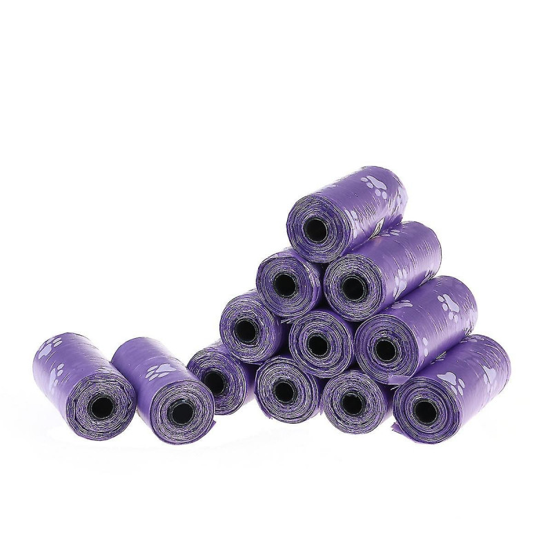 12 Rolls Plastic Dog Poop Bags Leak-proof Garbage Bag Pet Waste Bag (purple)
