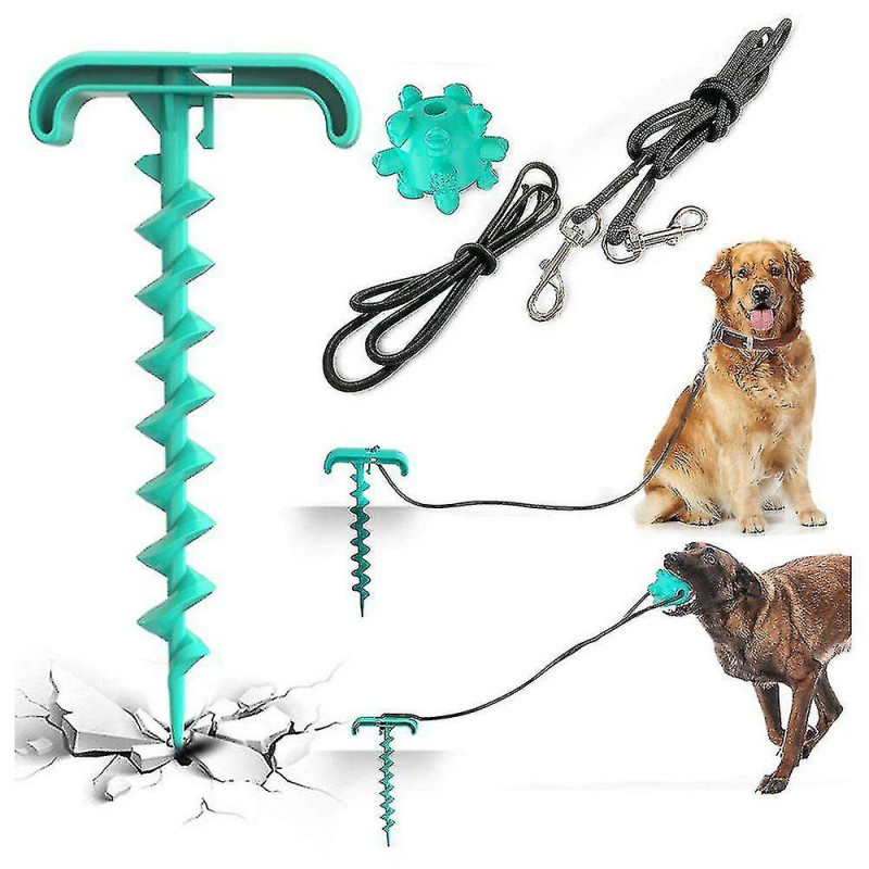 Attaches pour laisse de chien avec jouet à mâcher de balle de chien Ancrage au sol en acier inoxydable avec laisse [...]