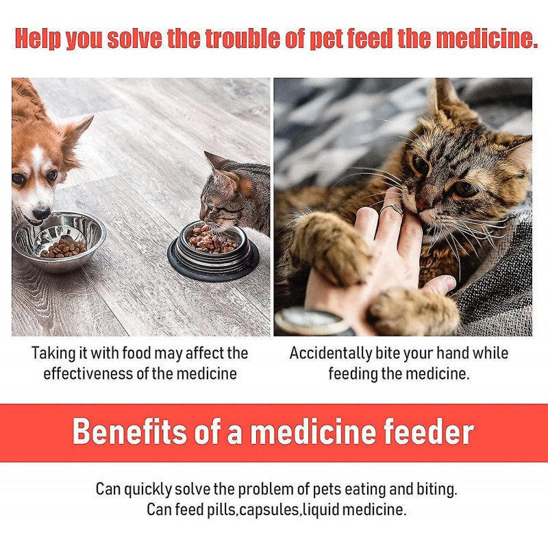 4 pièces Cat Pill Shooter Pill Dispenser Dog Seringue Réutilisable Pet Medicine Feeder pour petits animaux