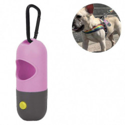 Distributeur de sac à crottes pour chiens avec lampe de poche LED intégrée et clip en métal