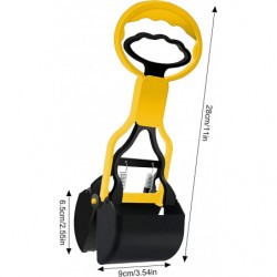 LINJOU Pet Dog Pooper Scooper, with Jaw Claw, Bin for Easy Grass and Gravel (Yellow)