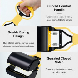 LINJOU Pet Dog Pooper Scooper, with Jaw Claw, Bin for Easy Grass and Gravel (Yellow)