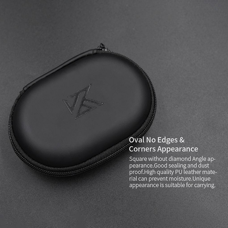 Kz Earphones Case Pu Leather Oval Shape Storage Box Bag Holder With