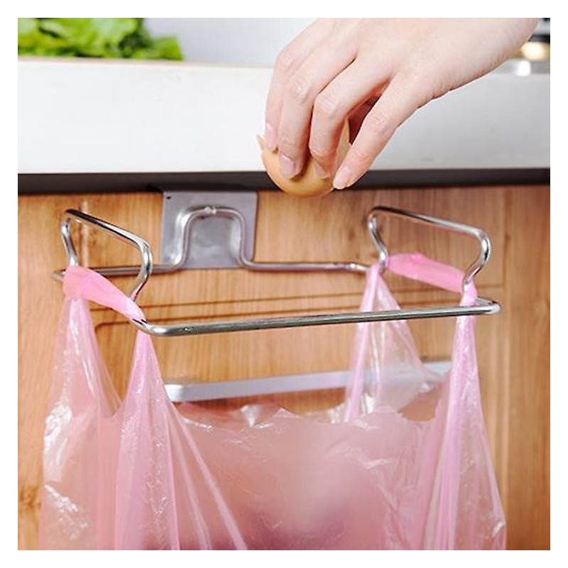 LINJOU Stainless Steel Hanging Garbage Bags Storage Organizer Rack Stainless Steel Trash Bag Holder