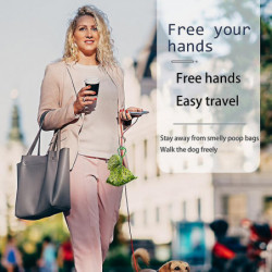 Dog Poop Bag Holder for Leash 2 PCS Hands Free Clip Dispenser for Walking and Traction Rope