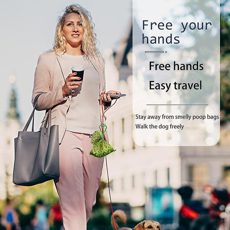 Dog Poop Bag Holder for Leash 2 PCS Hands Free Clip Dispenser for Walking and Traction Rope