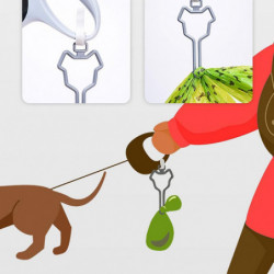 Dog Poop Bag Holder for Leash 2 PCS Hands Free Clip Dispenser for Walking and Traction Rope