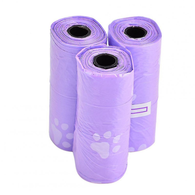 Garbage Clean Up Bags for Pet Waste 20 Rolls Purple Dog Cat Poop Pick Up Bags