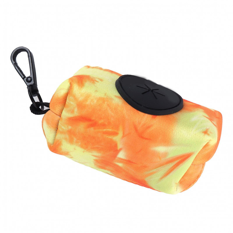 Dog Waste Bag Dispenser Portable Durable Oxford Fabric with Metal Clip for Outdoor Use Orange