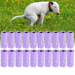 Garbage Clean Up Bags for Pet Waste 20 Rolls Purple Dog Cat Poop Pick Up Bags