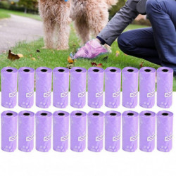 Garbage Clean Up Bags for Pet Waste 20 Rolls Purple Dog Cat Poop Pick Up Bags