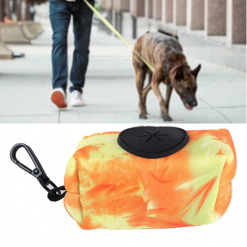 Dog Waste Bag Dispenser Portable Durable Oxford Fabric with Metal Clip for Outdoor Use Orange