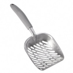 Long-Handled Metal Litter Scoop for Cats and Dogs - Effortless Pet Waste Removal with Non-Slip Grip