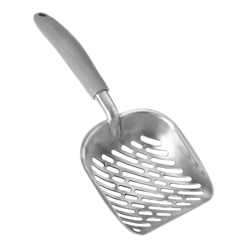 Long-Handled Metal Litter Scoop for Cats and Dogs - Effortless Pet Waste Removal with Non-Slip Grip