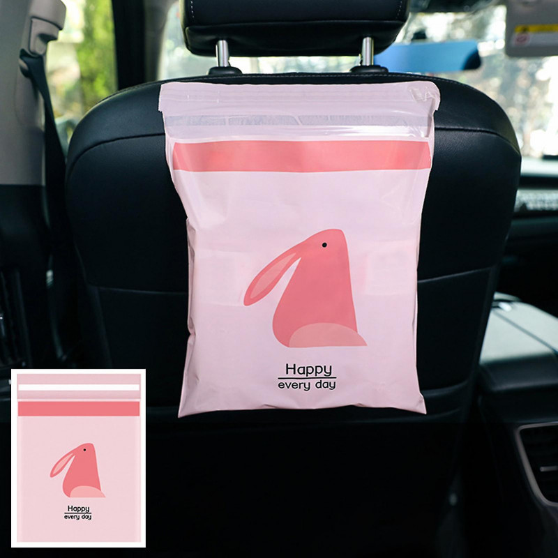 15pcs Garbage Bag Self-adhesive Waterproof Leakproof No Residue Cute Chick Pattern Disposable Car Trash Pouch Daily Use