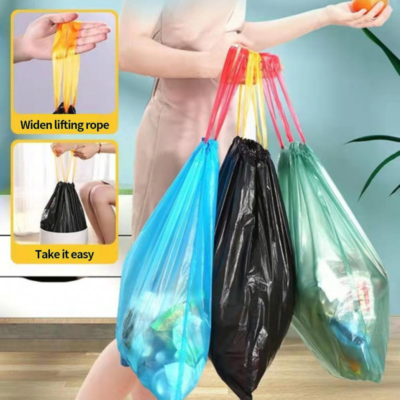 1 rouleau Sac à ordures Type de cordon de serrage Garder propre Grande capacité Cuisine jetable Poubelle Nettoyage [...]