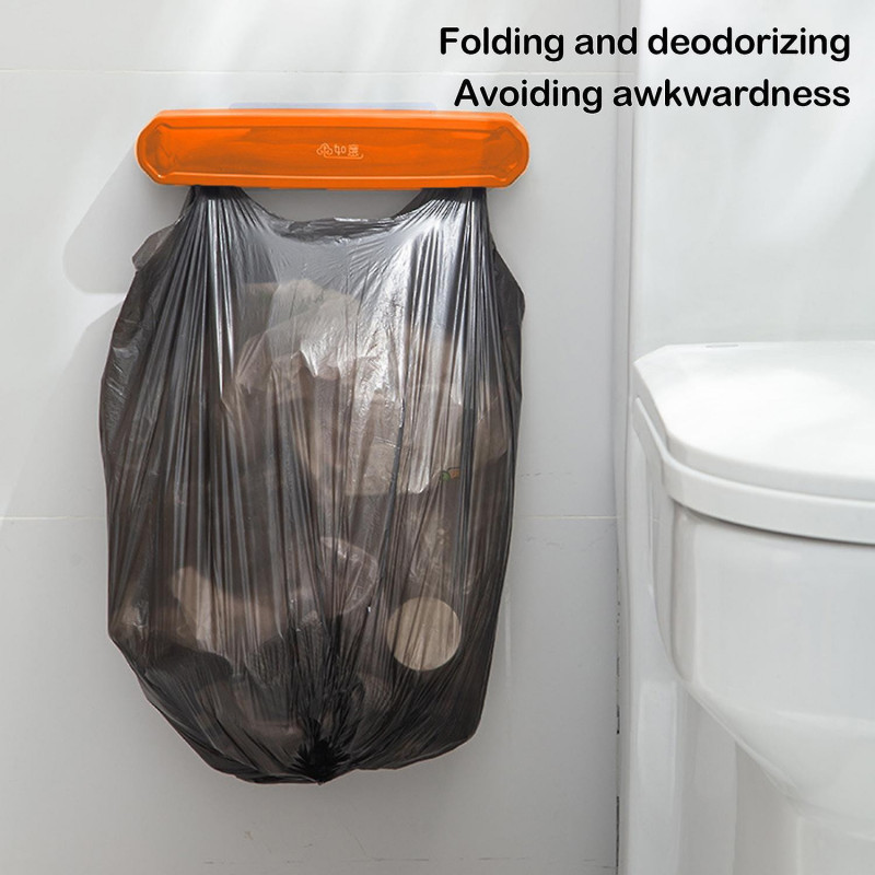 Folding Plastic Trash Bag Holder for Cabinets Door & Cupboard Punch-free Installation Under Sink Gar