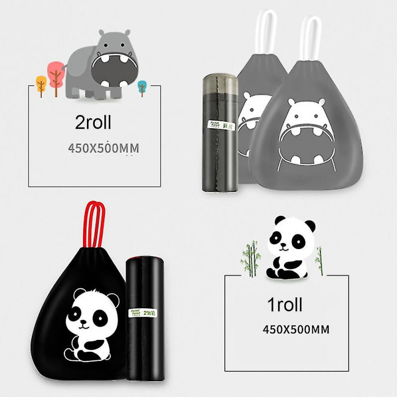 5 Rolls Cartoon Animal Disposable Thicken Trash Holder Rubbish Pouch Garbage Bag