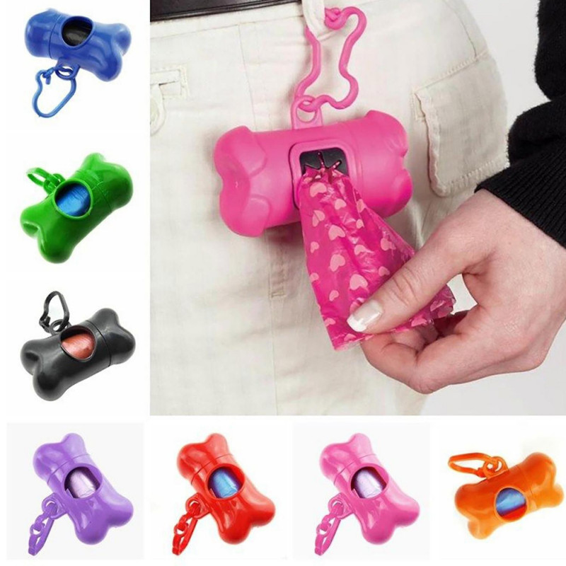 ZHOUBA Clean-up Bag Dispenser Bone Shape Outdoor Light Weight Waste Bag Box with Plastic Clamp