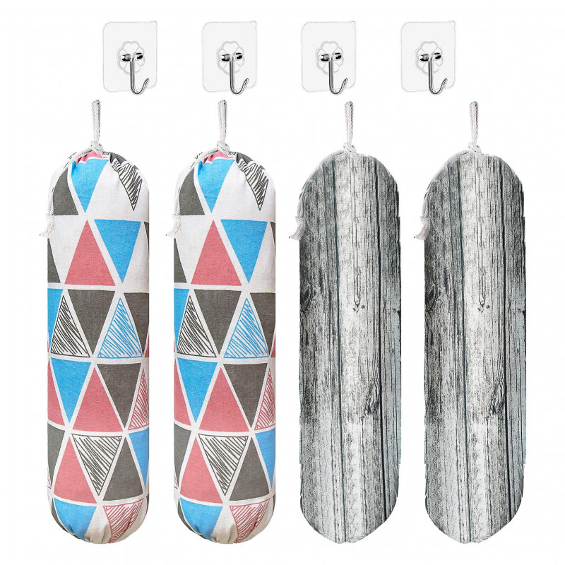 4pcs Reusable Washable Grocery Bag Holders Cabinet Kitchen Storage Dispenser